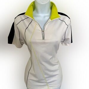 Cutter & Buck Quarter Zip Top - M white , navy , green , polyester spand…